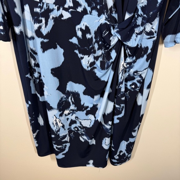 INC International Concepts Asymmetrical 3/4 Sleeves Blue Printed Dress Size 3x - Picture 5 of 14